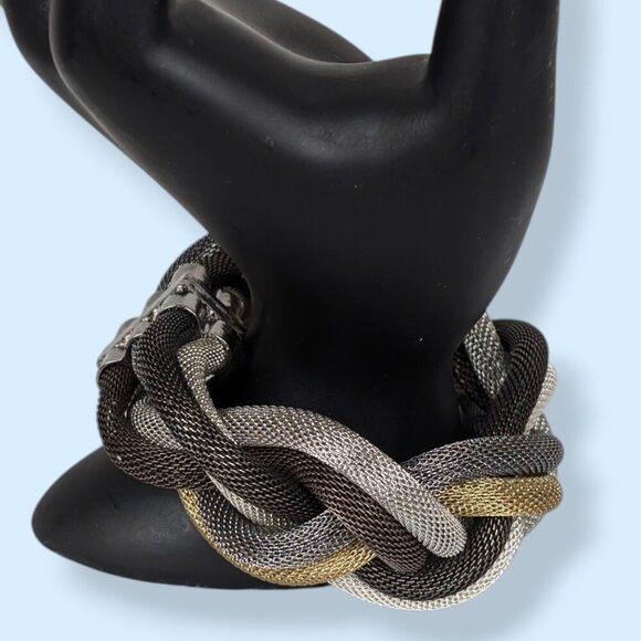 Bohemian Braided Metal Mesh Magnetic Bracelet - Picture 2 of 5